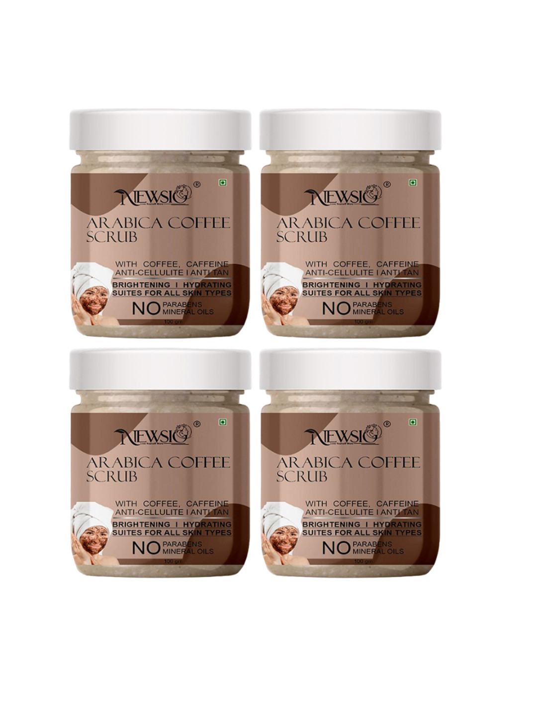 Newsio Set Of 4 Arabica Coffee Scrub-100g each