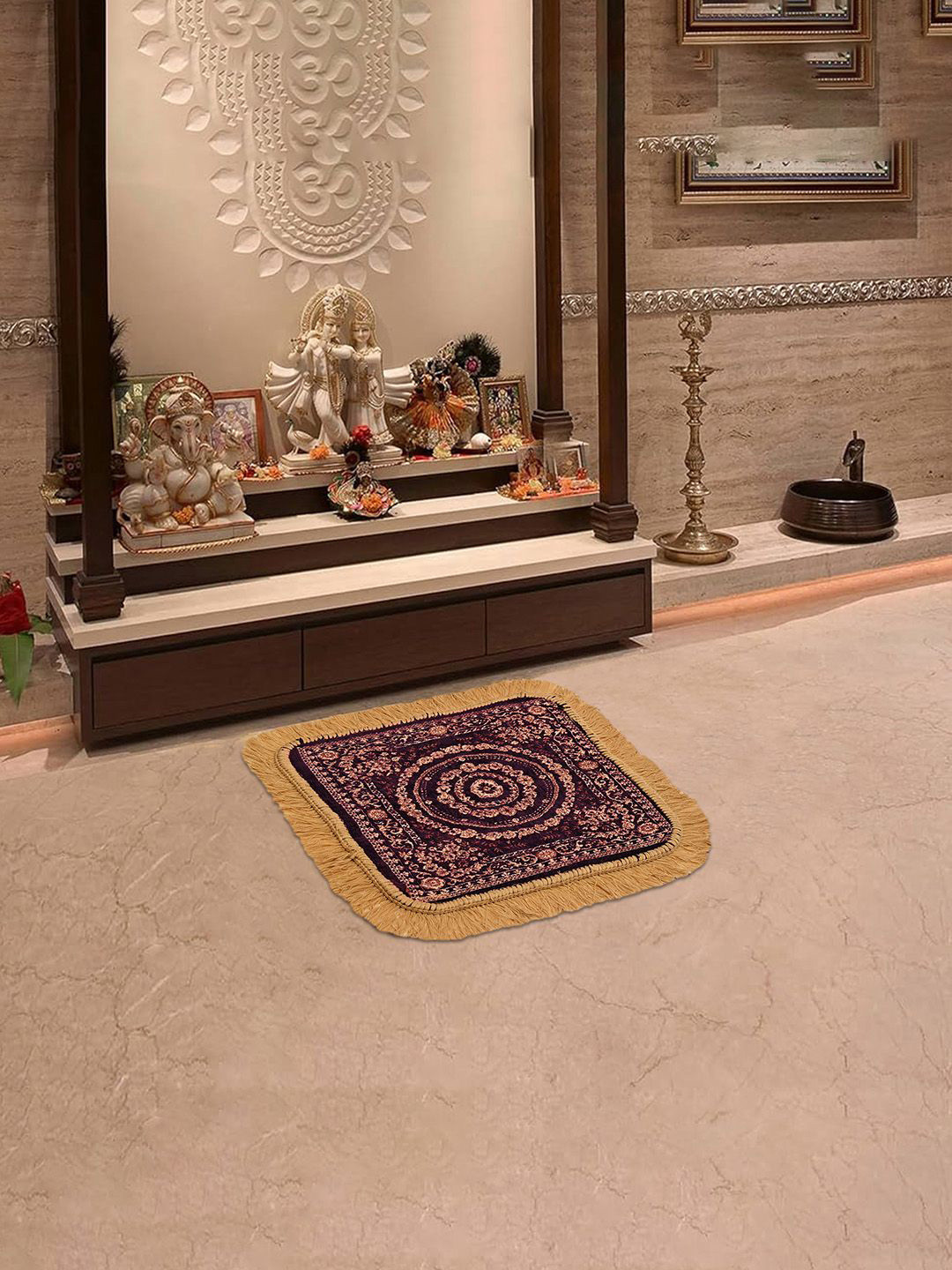 Kuber Industries Maroon & Beige Floral Printed Prayer Mats
