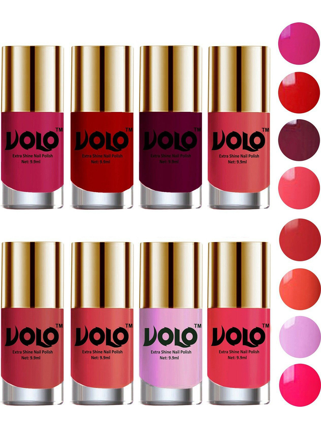 VOLO Set Of 8 High-Shine Long Lasting Professional Nail Polish-9ml Each-Combo No-42
