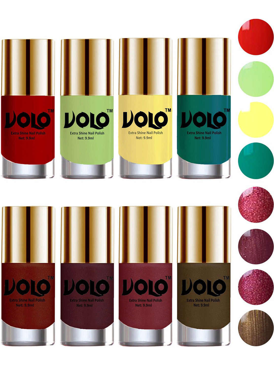 VOLO Set Of 8 High-Shine Professional Nail Polish-9ml Each-Combo No-66