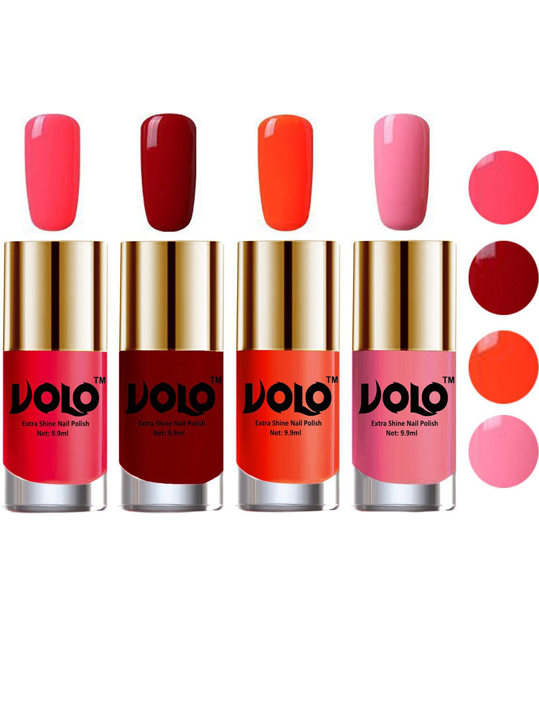 VOLO Set of 4 HD Colors High-Shine Professional Nail Polish-9ml Each-Combo No-7