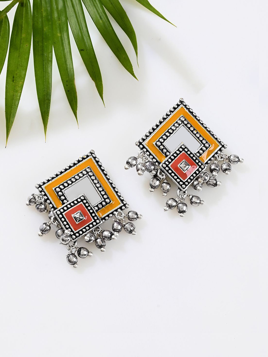 Sangria Sanwari Rhombus Silver-Plated Stud Earrings