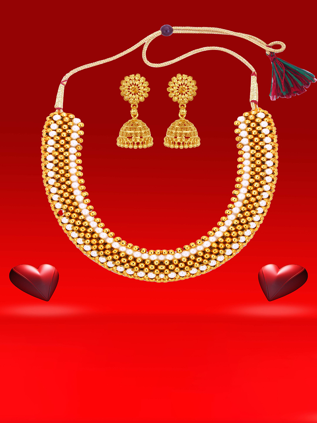 Heer Collection Gold-Plated Ethnic Matte Finish Jewelry Set