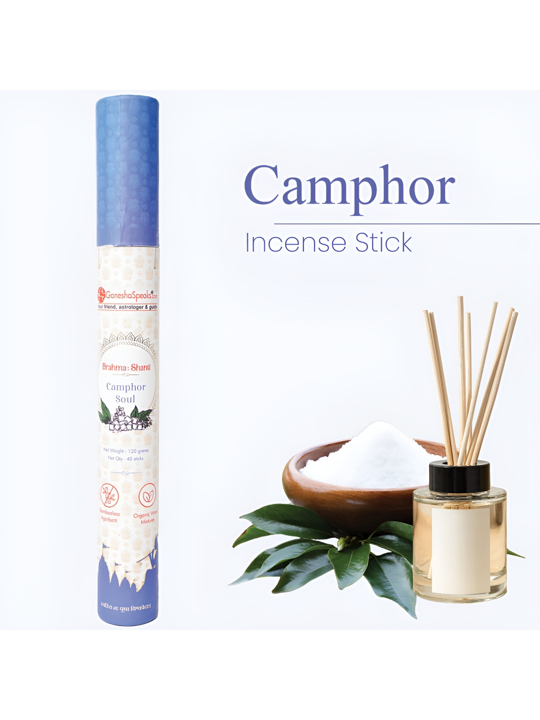 GaneshaSpeaks Blue Camphor Wooden Incense Sticks