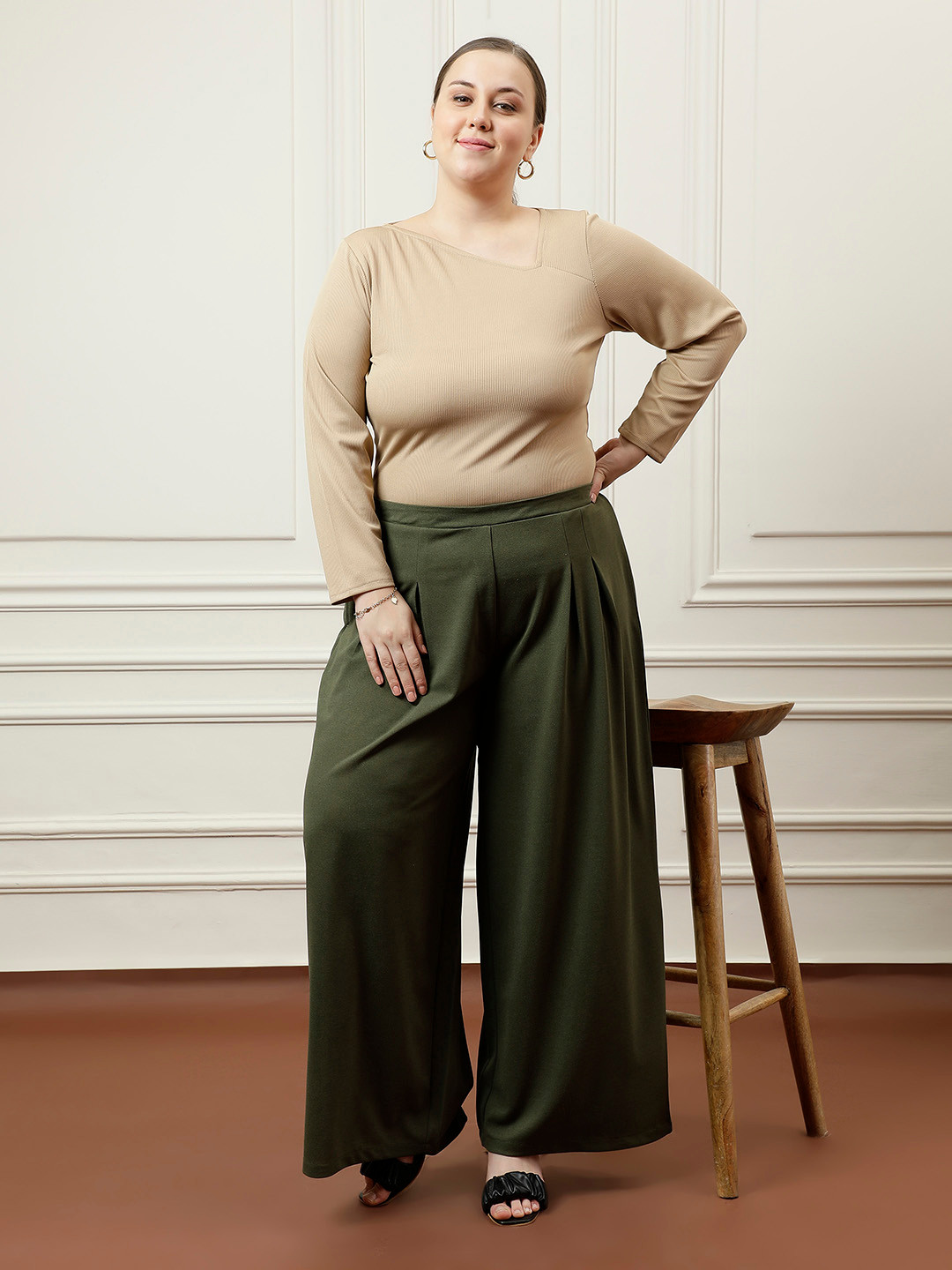 Athena Ample Women Classic Loose Fit Easy Wash Trousers