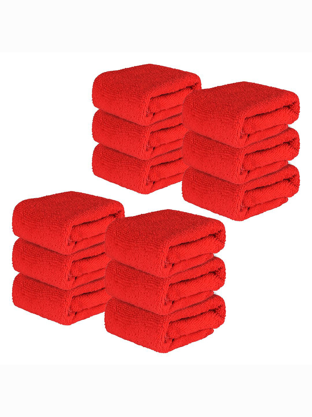 Kuber Industries Red 12 Pieces Super Absorbent 250 GSM Microfibre Face Towels