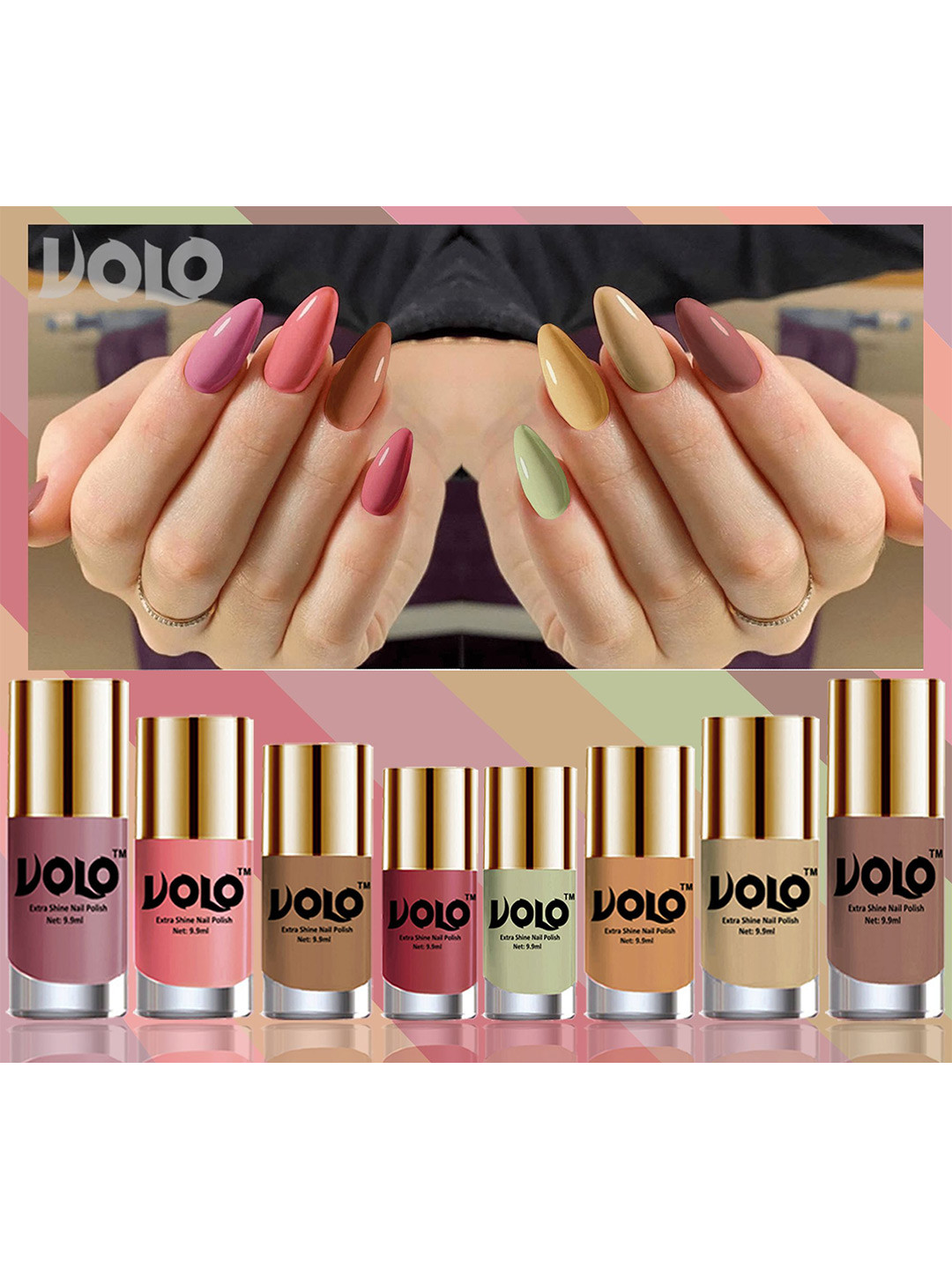 VOLO Set Of 8 Extra Shine Long Lasting Nail Polish - 9.9ml Each-Combo No-30