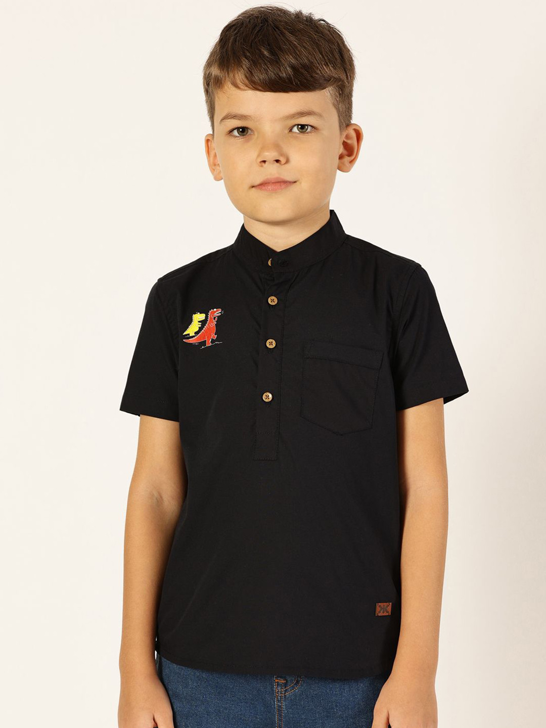 Killer Boys Premium Band Collar Solid Cotton Casual Shirt