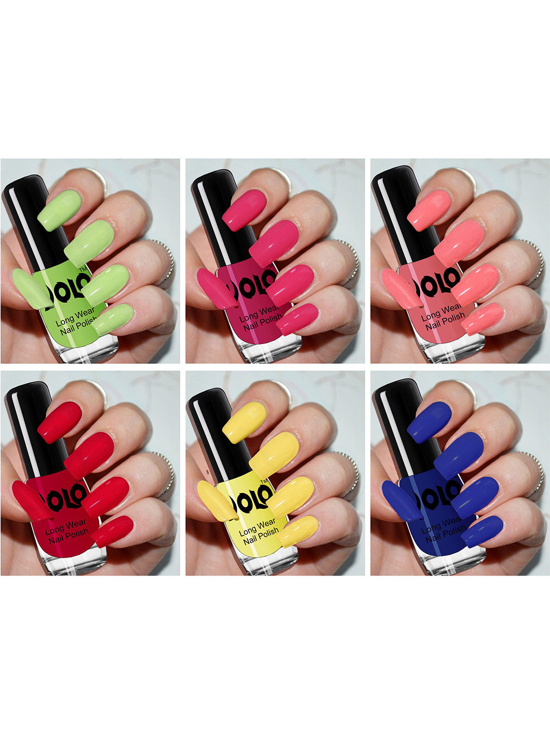 VOLO Set Of 6 Color Rich Toxic Free Perfection Shine Nail Polish - 5 ml Each - VT-033