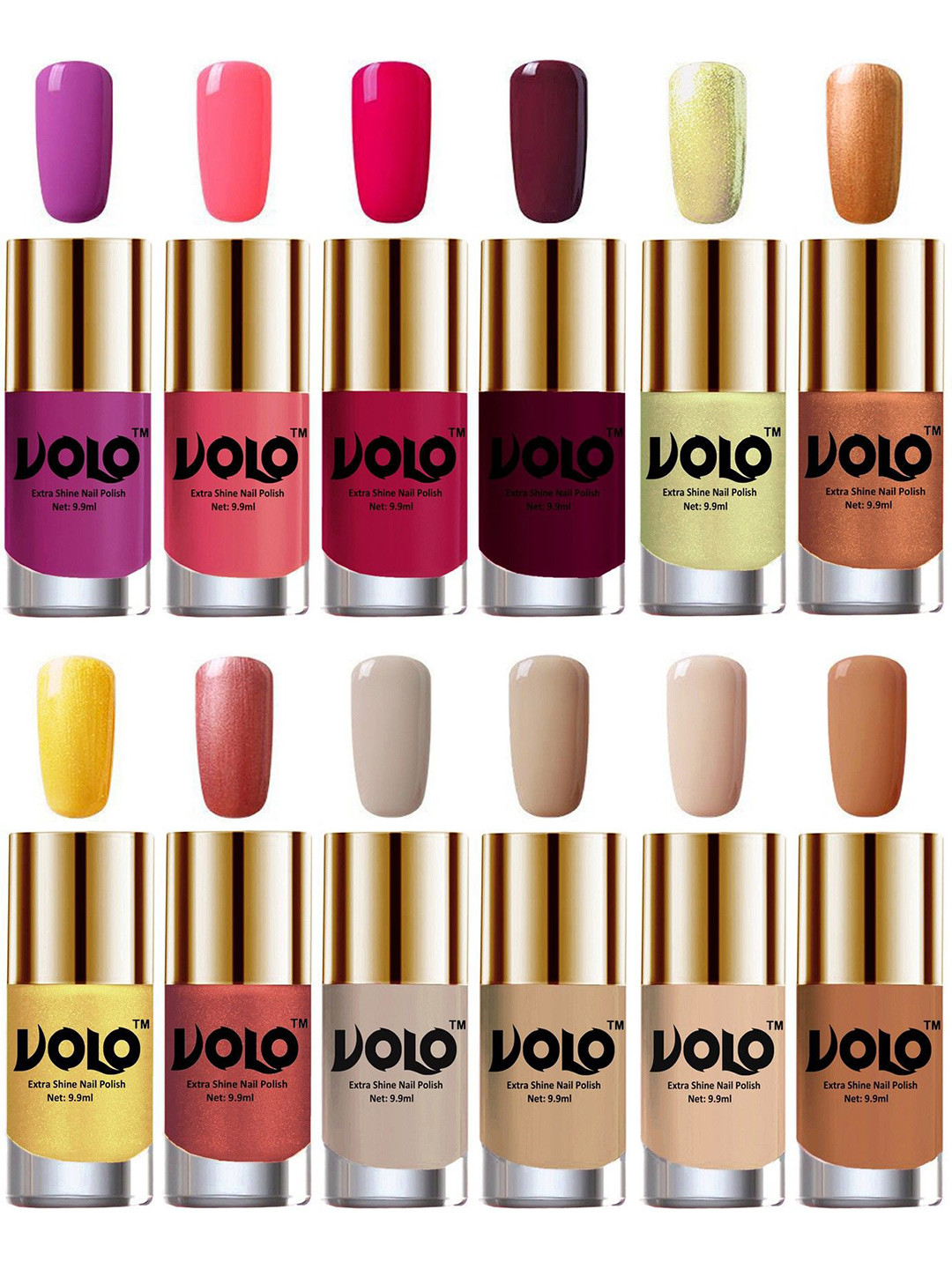 VOLO  Set Of 12 Extra Shine Nail Polish-9.9ml Each-Combo-No-23