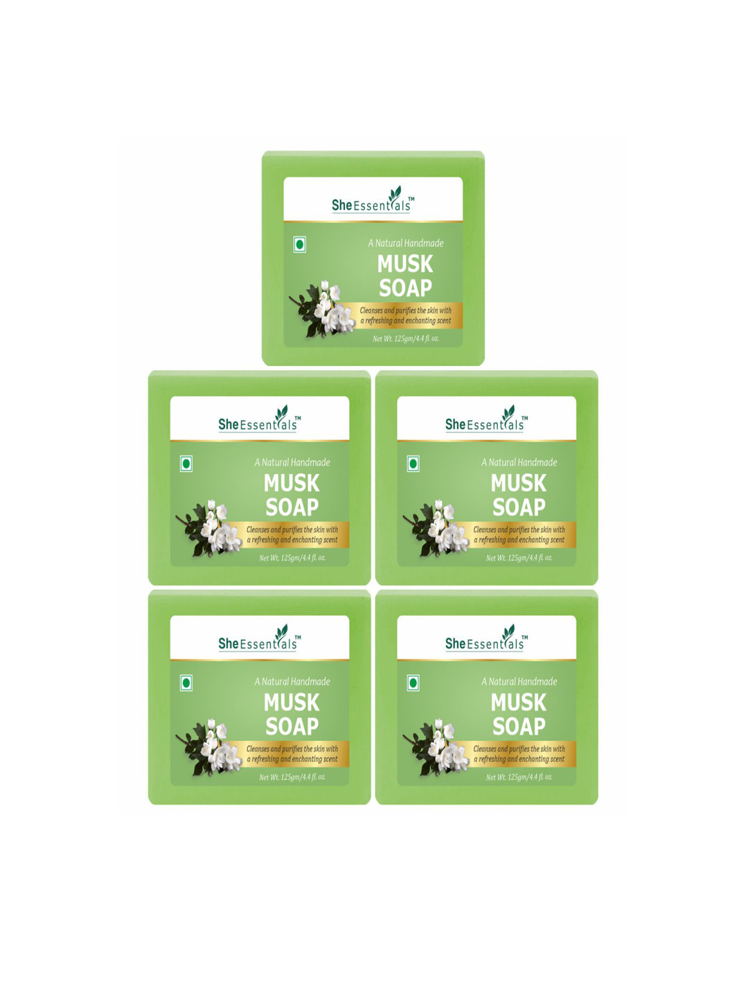 She Essentials Set Of 5 Natural Musk Soaps-125g Each