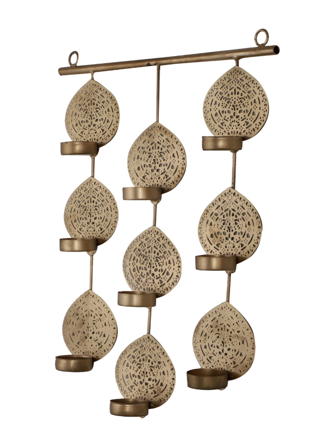 Amaya Decors Gold-Toned Hanging Leaves Tealight Holder