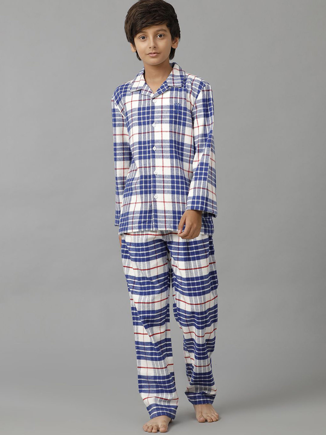 UNDER FOURTEEN ONLY Unisex Kids Checked Night suit