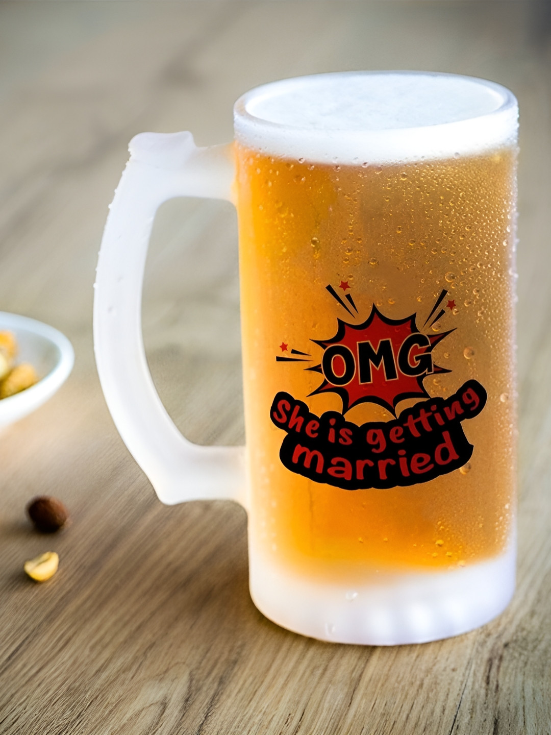 Indigifts Transparent Printed Beer Glass 470 ml