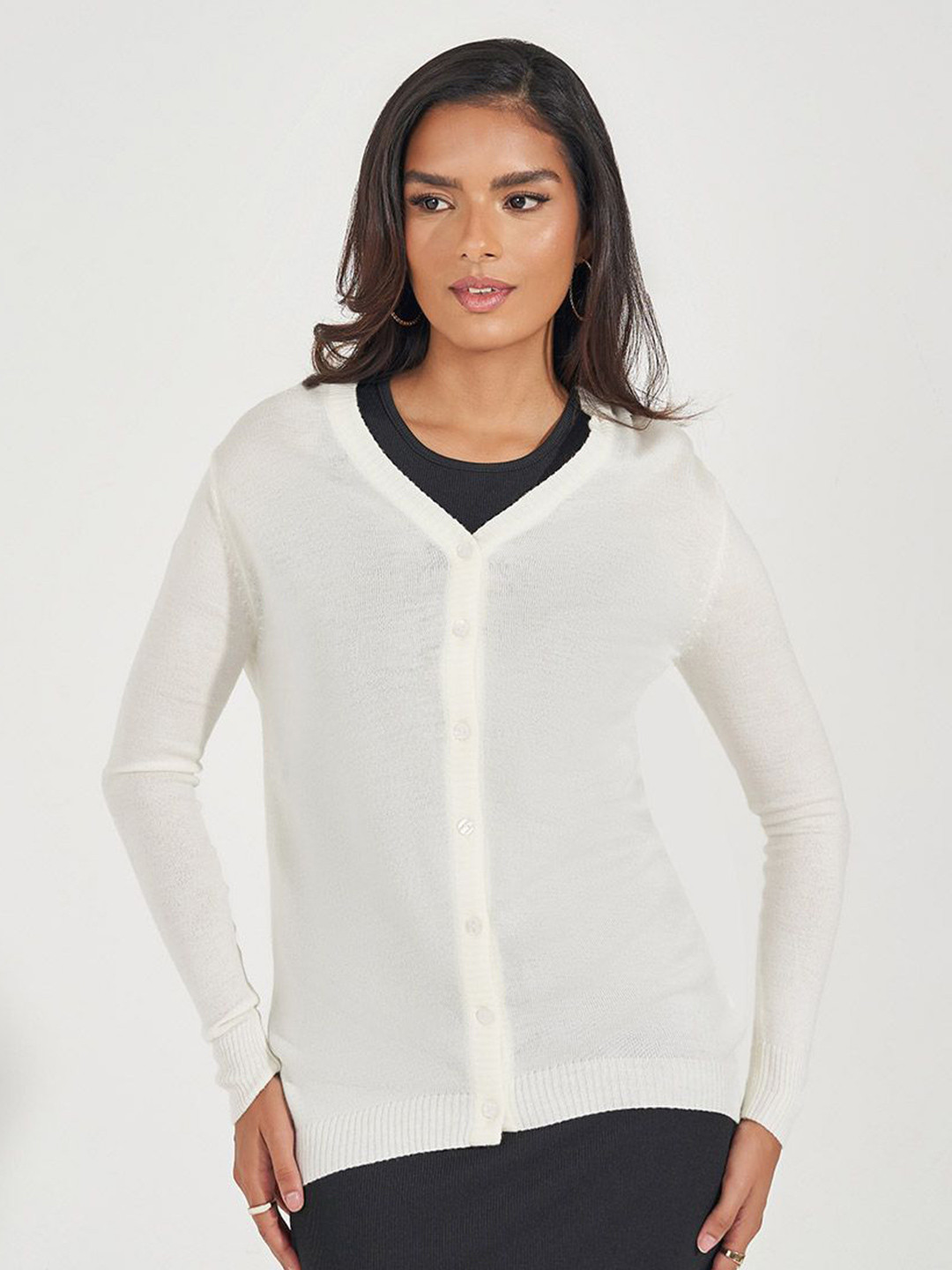 Styli Women Regular Fit  Long Sleeves V Neck Cardigan