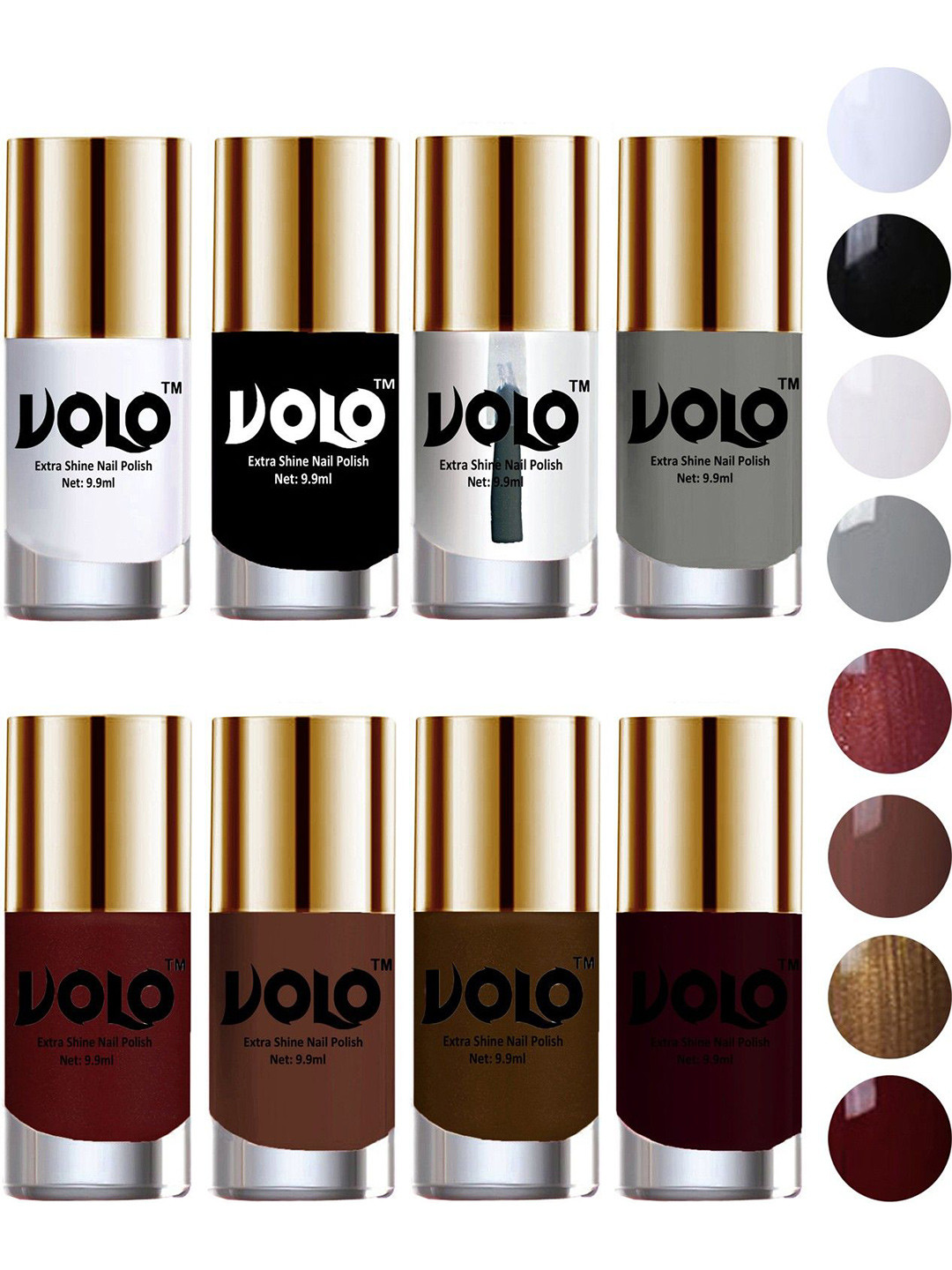 VOLO Set of 8 High-Shine Long Lasting Professional Nail Polish-9ml Each-Combo No-86
