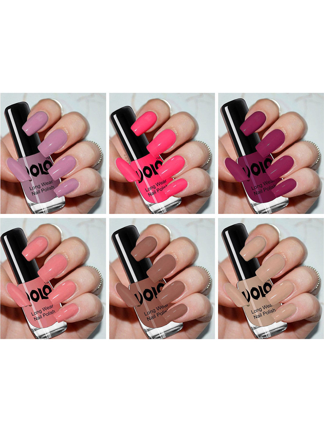 VOLO Set Of 6 Long Wear Nail Polish-5ml Each-Shade-VT-076