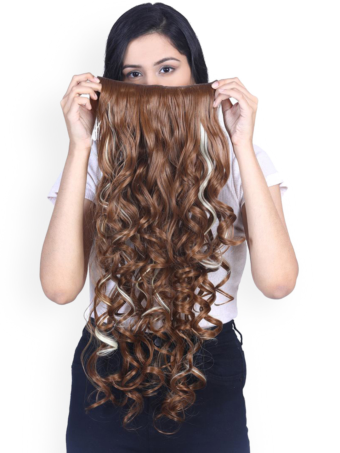 AHS Curly Volume Clip-in Hair Extension -Brown