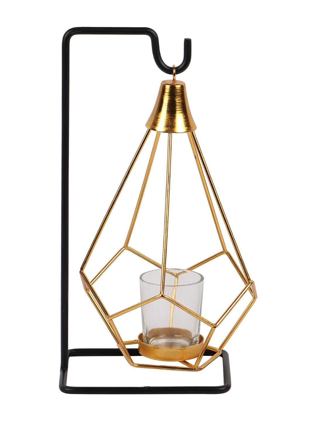 Amaya Decors Yellow & Black Diamond Pendulam Glass Tealight Candle Holder