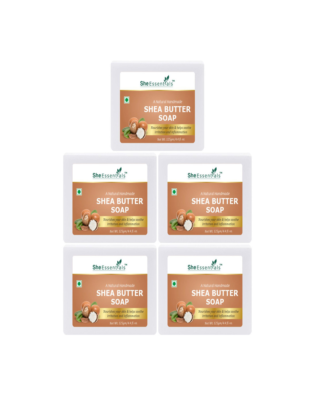 She Essentials Set Of 5 Natural Shea Butter Soap-125g Each