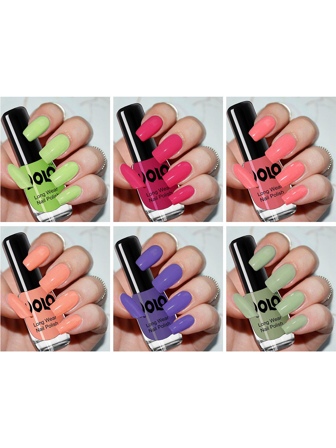 VOLO Set of 6 Color Rich Toxic Free Perfection Shine Nail Polish-5ml Each-VT-034