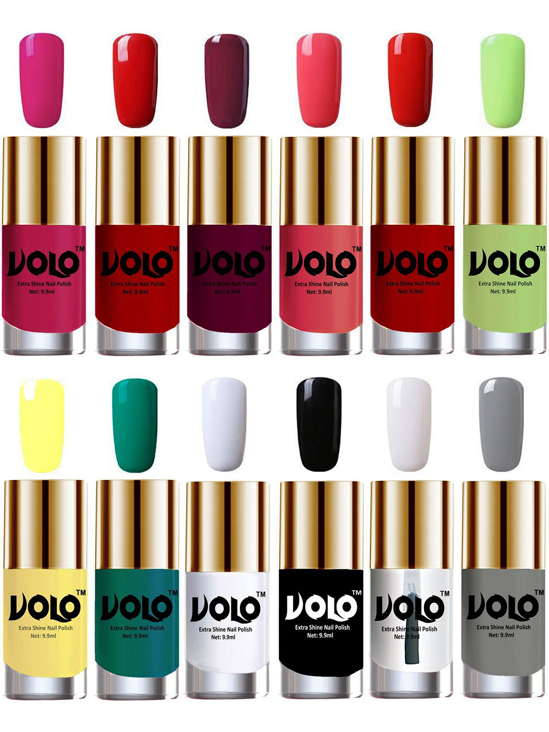 VOLO Set of 12 Luxury Super Shine Nail Polish- 9.9ml Each- Combo No. 191