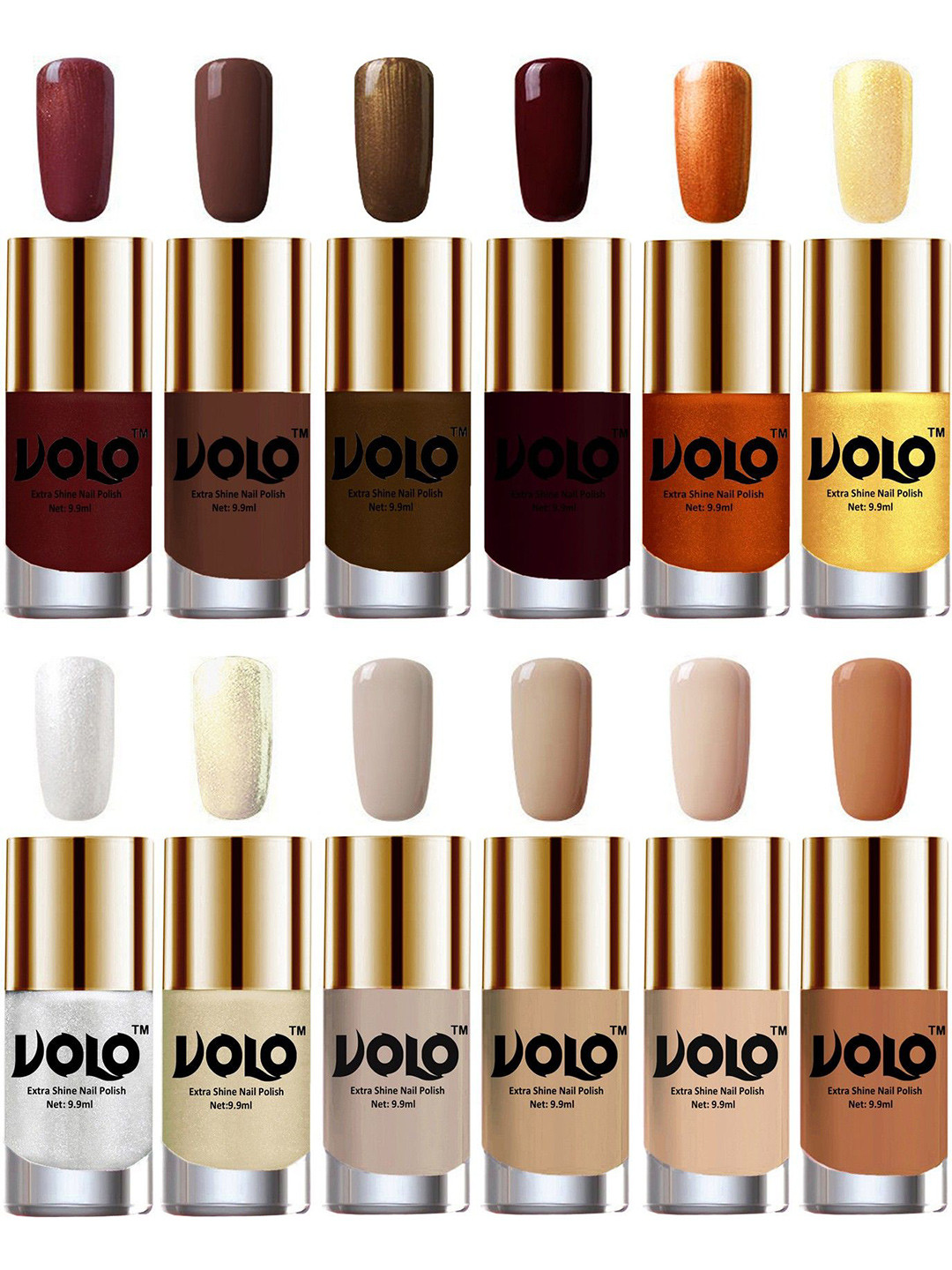 VOLO Set Of 12 Extra Shine Nail Polish 9.9 ml Each Combo 363