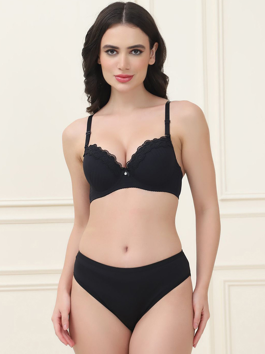 PrettyCat Women Lightly Padded T-shirtLingerie Set