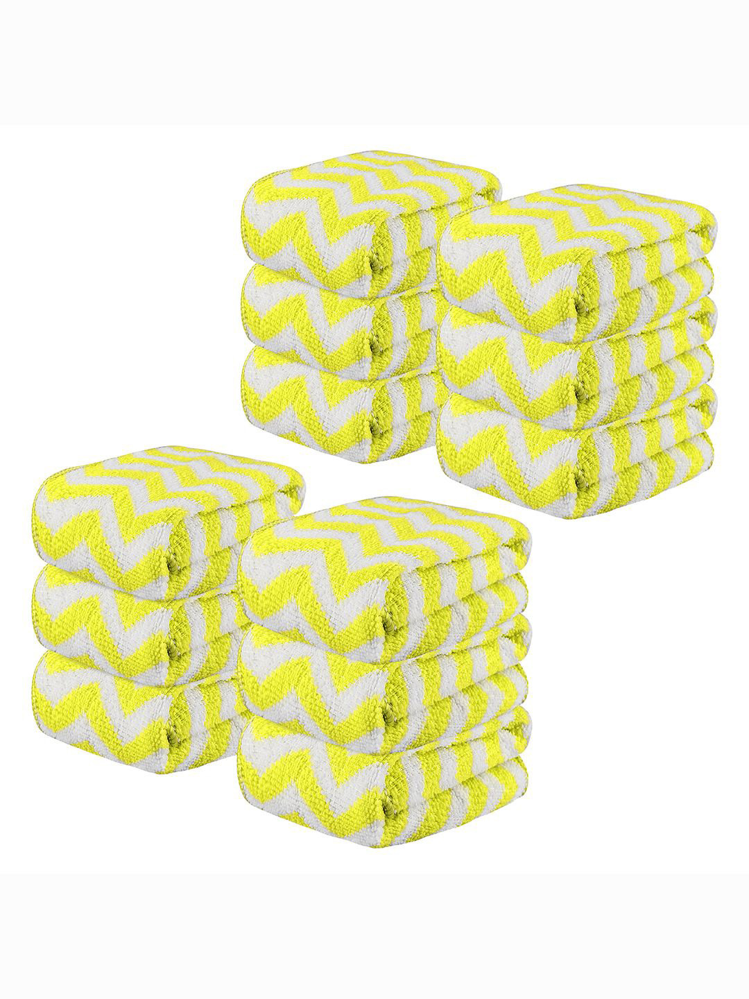 Kuber Industries Yellow 12 Pieces Printed Super Absorbent 250 GSM Microfibre Face Towels