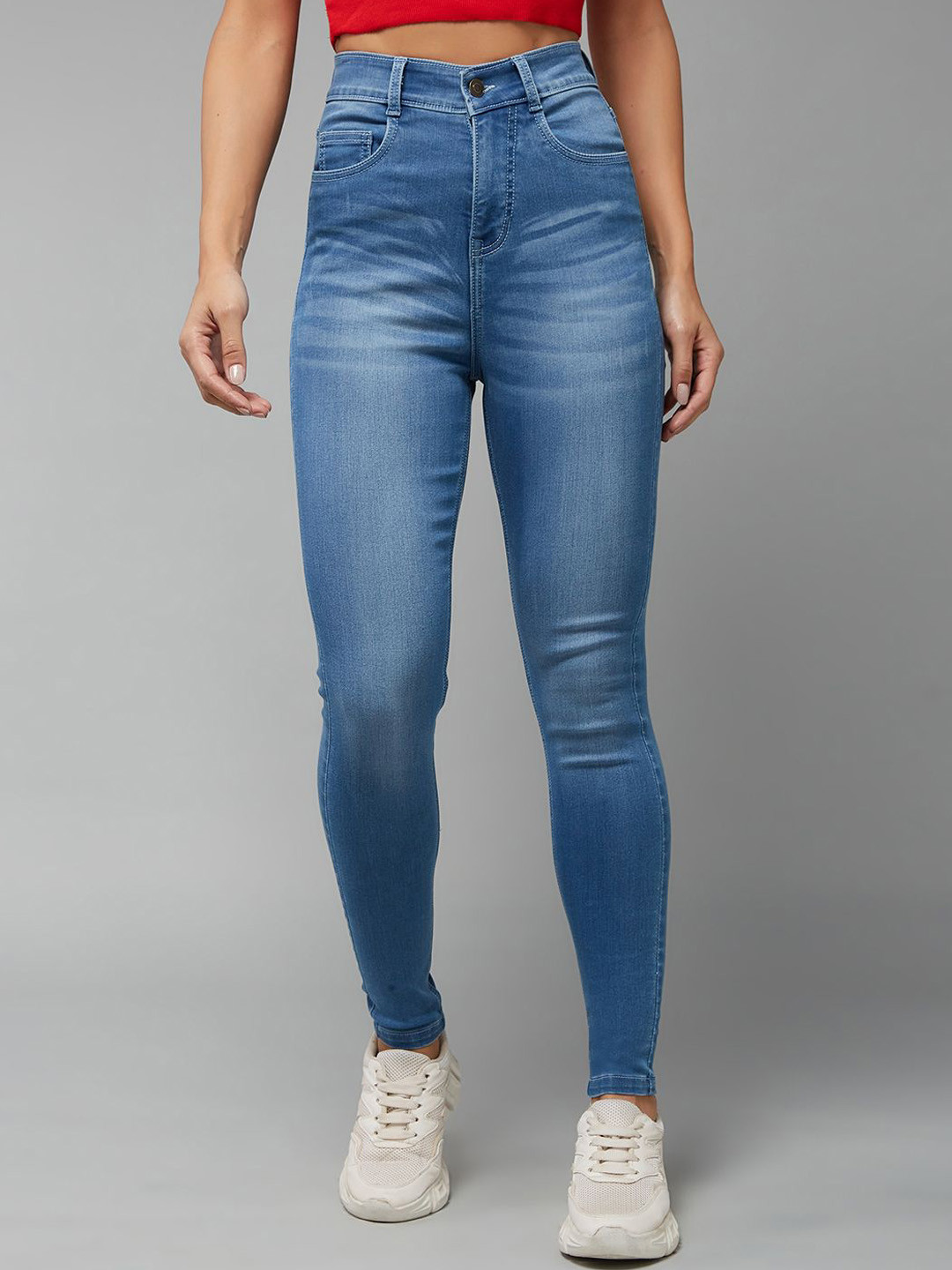 DOLCE CRUDO Super Skinny High Rise Clean Look Stretchable Shaping Denim Jeans