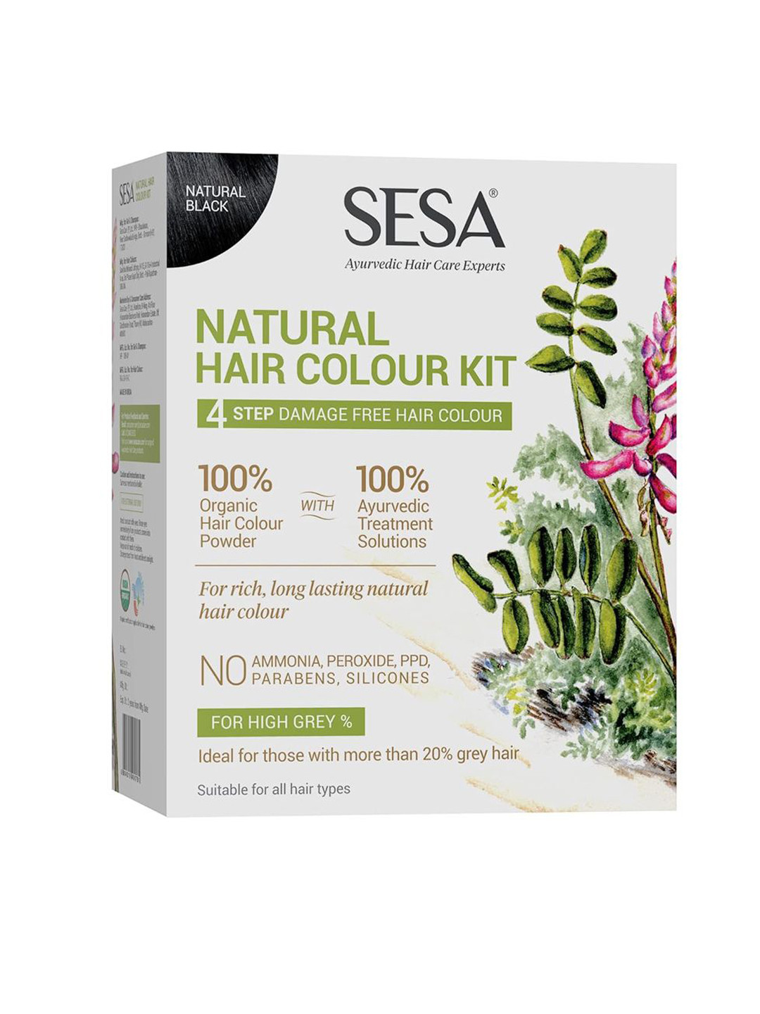 Sesa Natural Hair Color Kit - 200 g & 40 ml - Natural Black