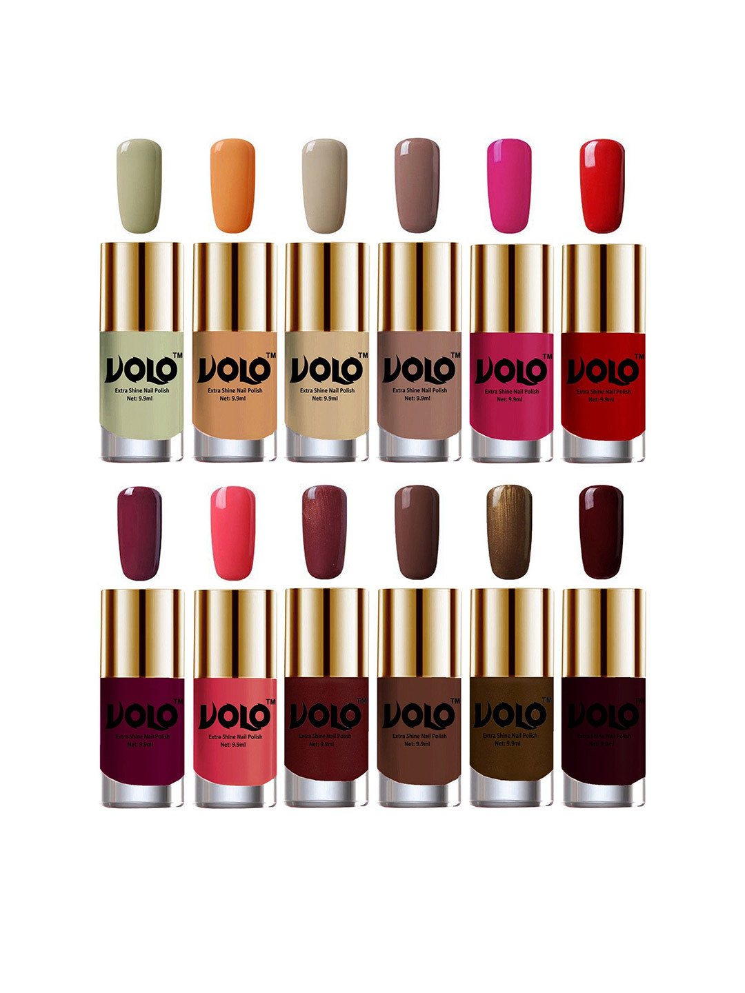 VOLO Set Of 12 Luxury Super Shine Nail Polish - 9.9 ml Each-Combo-No-110