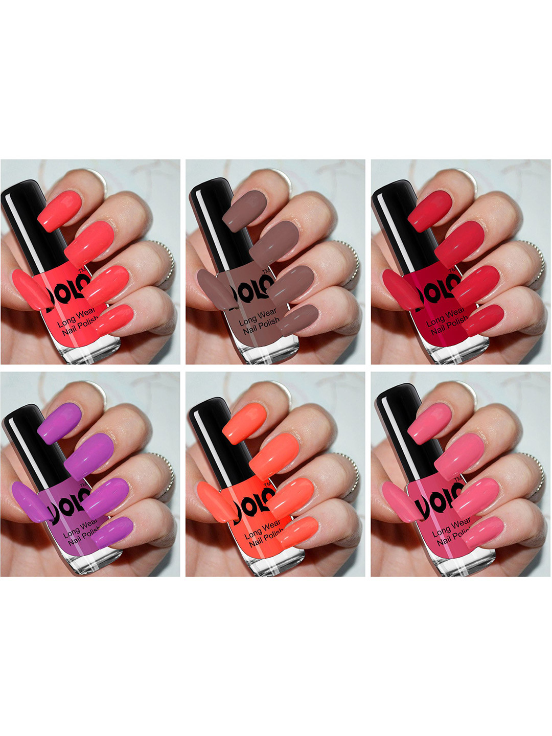 VOLO Set Of 6 Long Wear Nail Polish-5ml Each-Shade-VT-042