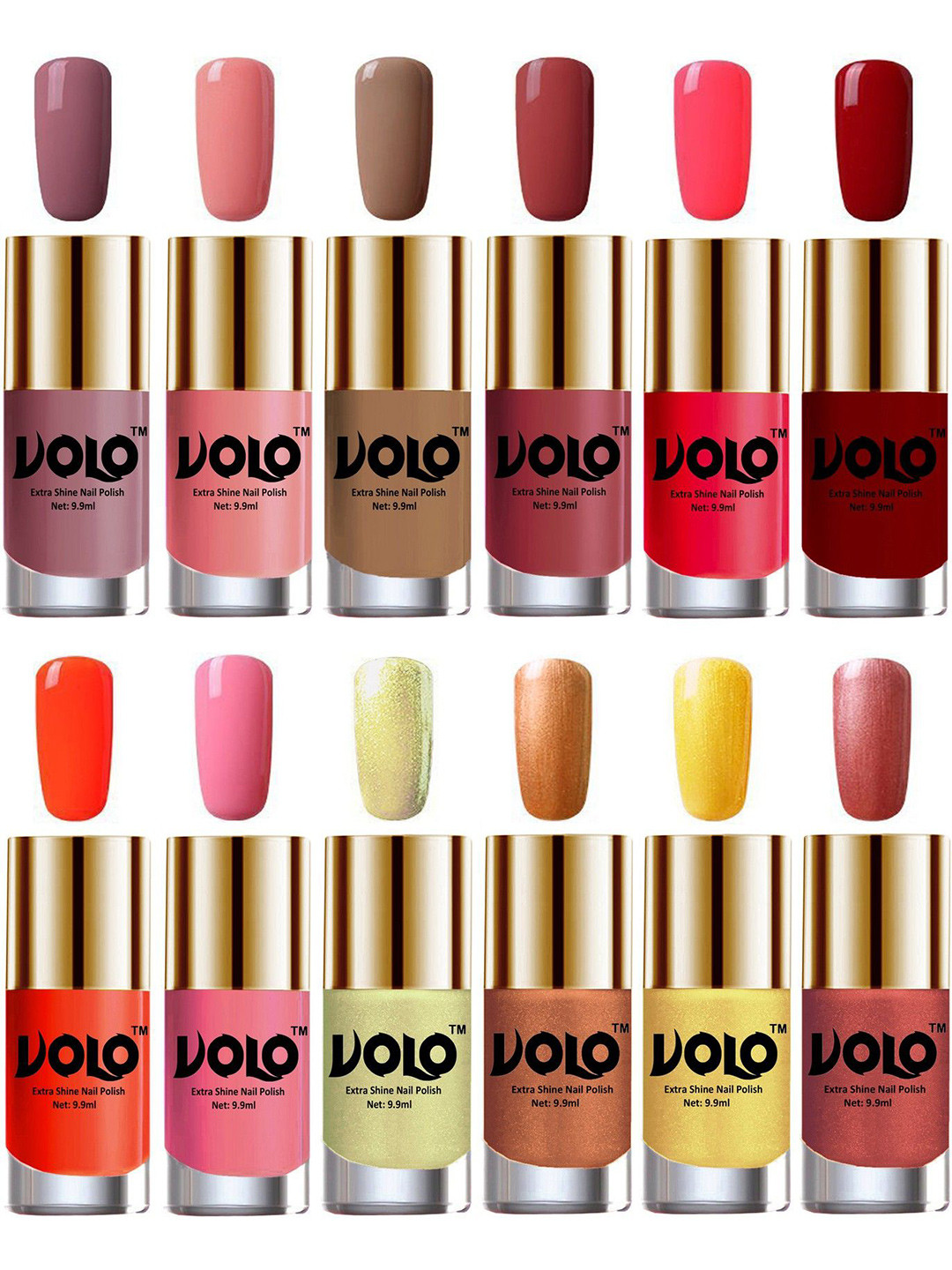 VOLO Set Of 12 Extra Shine Nail Polish- 9.9ml Each-Combo-No-240