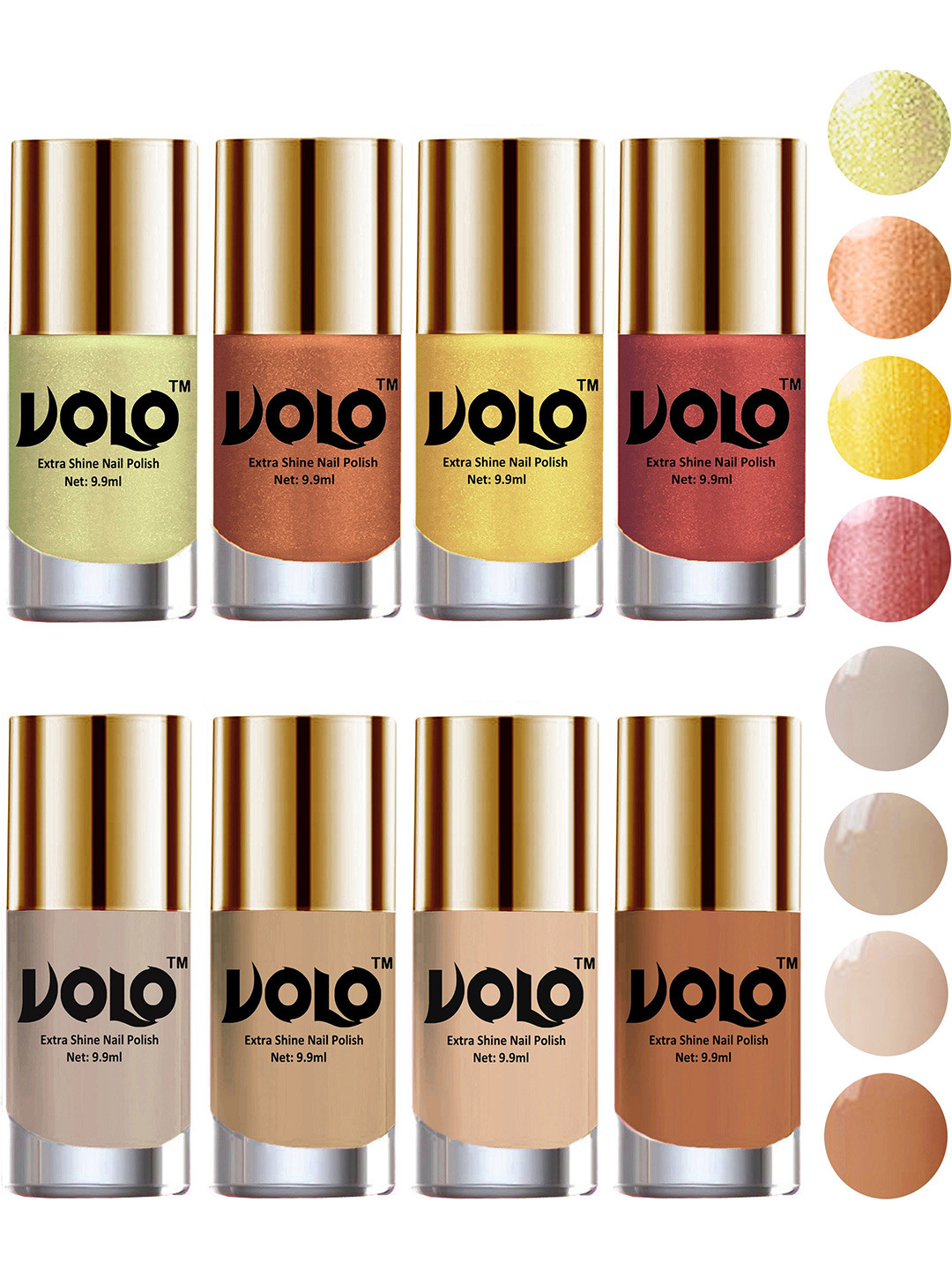 VOLO Set Of 8 High-Shine Long Lasting Non Toxic Nail Polish - 10 ml Each-Combo-No-17