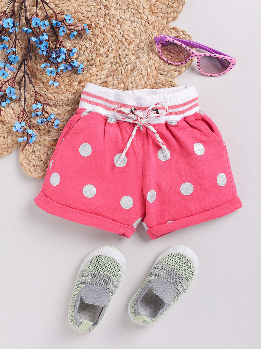 Moms Love Kids Girls Polka Dot Printed Shorts