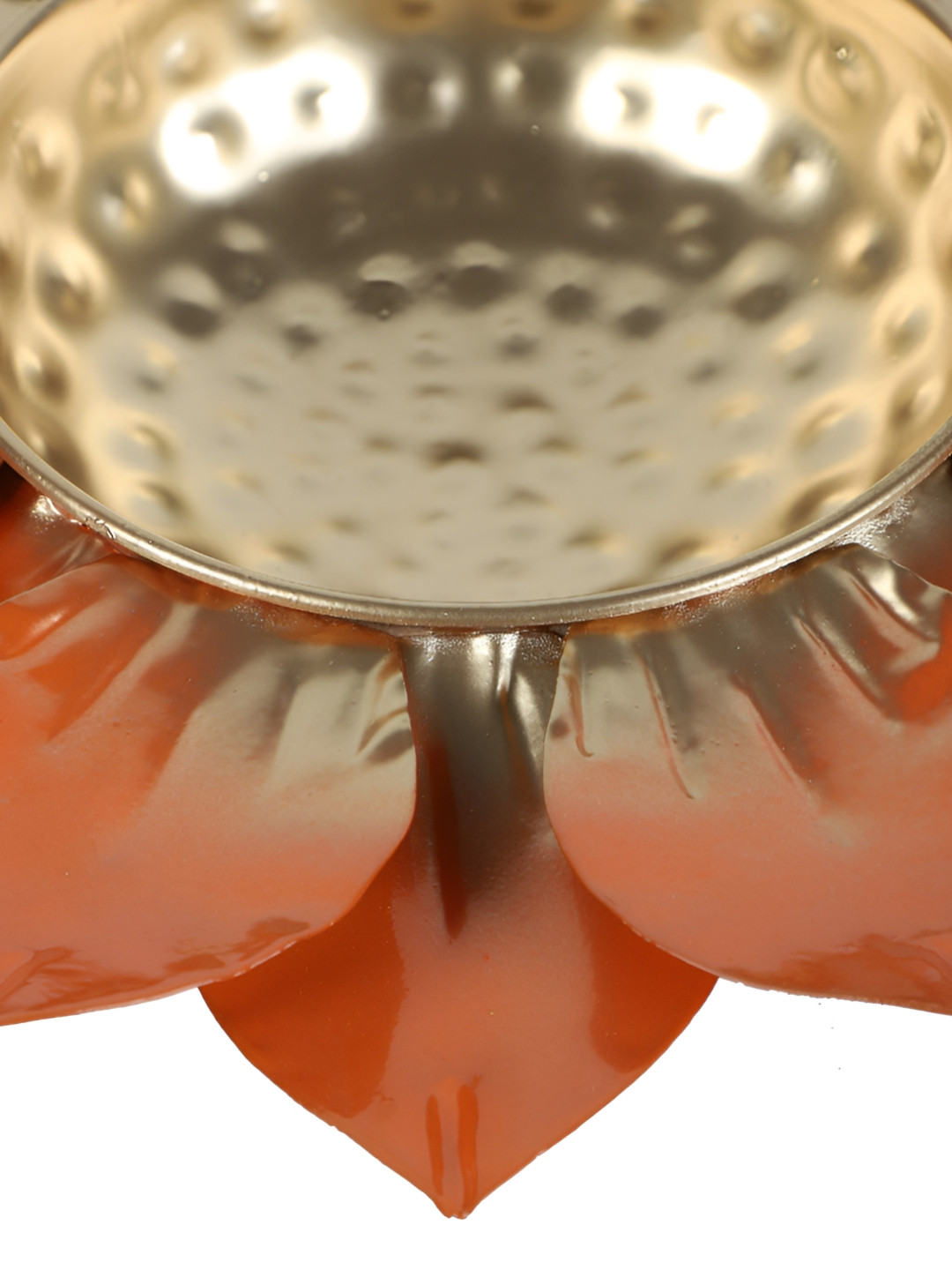 Amaya Decors Gold-Toned & Orange-Colored Flower Shaped Decorative Bowl