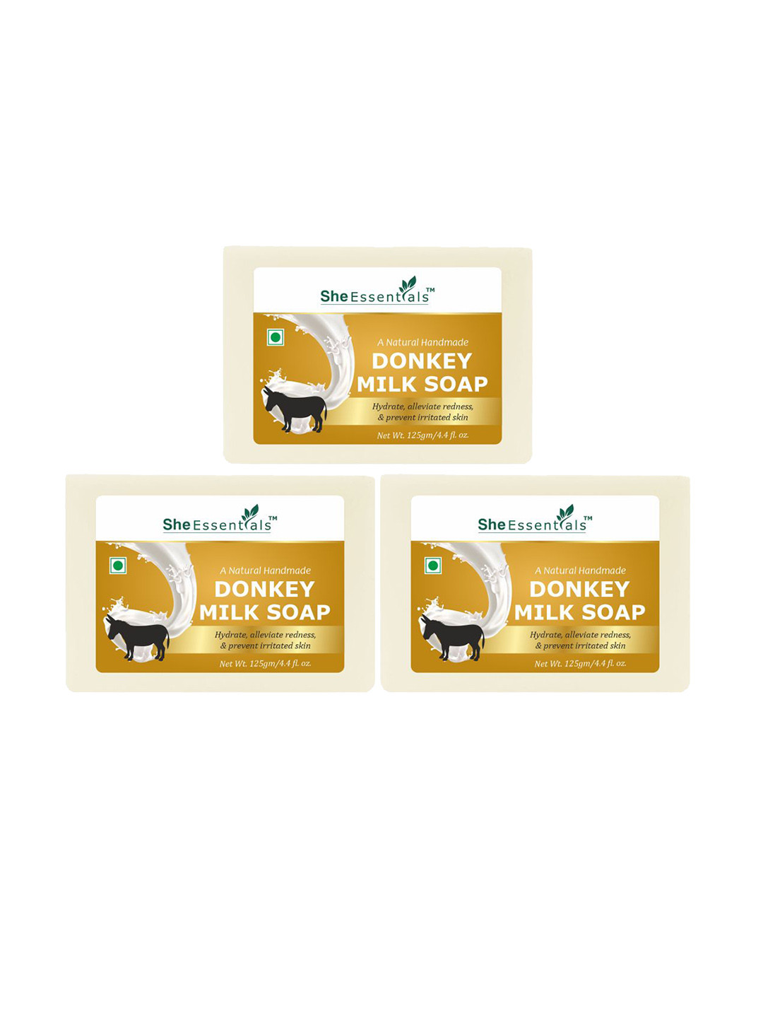 She Essentials  Set Of 3 Natural Goat Milk Soap- 125g Each