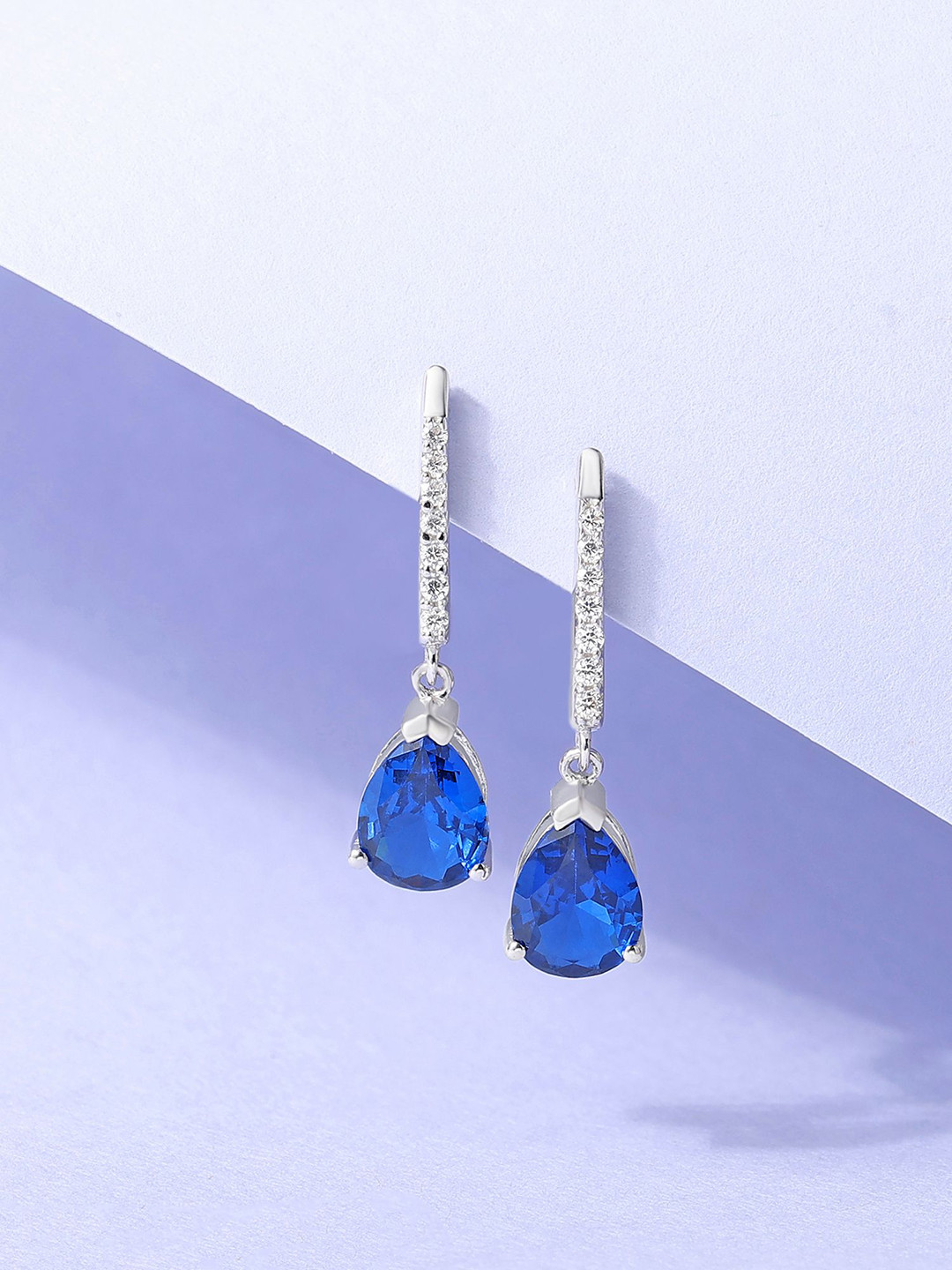 Ornate Jewels 925 Sterling Silver Blue Sapphire Drop Dangle Earring
