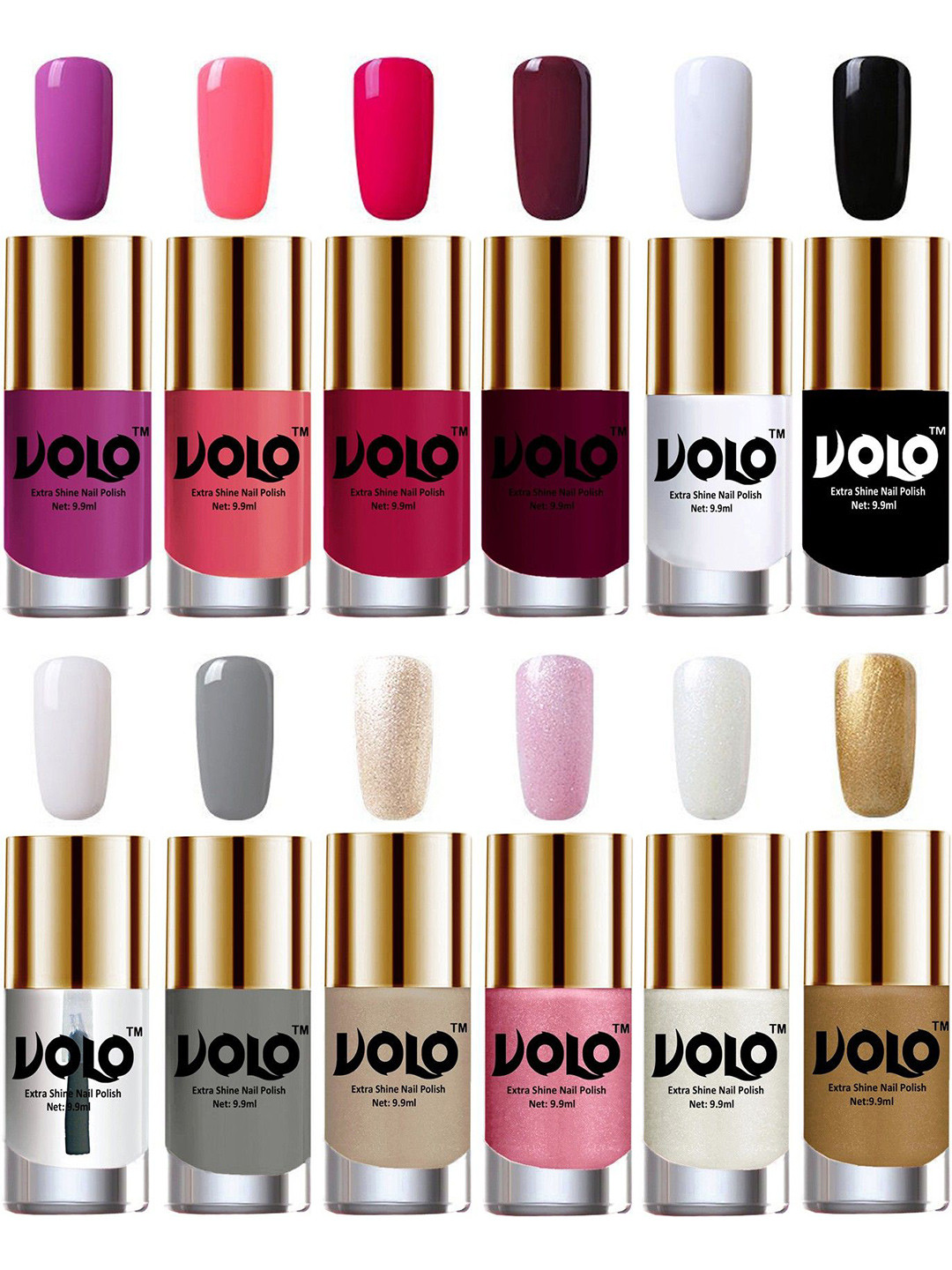 VOLO Set Of 12 Extra Shine Nail Polish-9.9ml Each-Combo-No-80