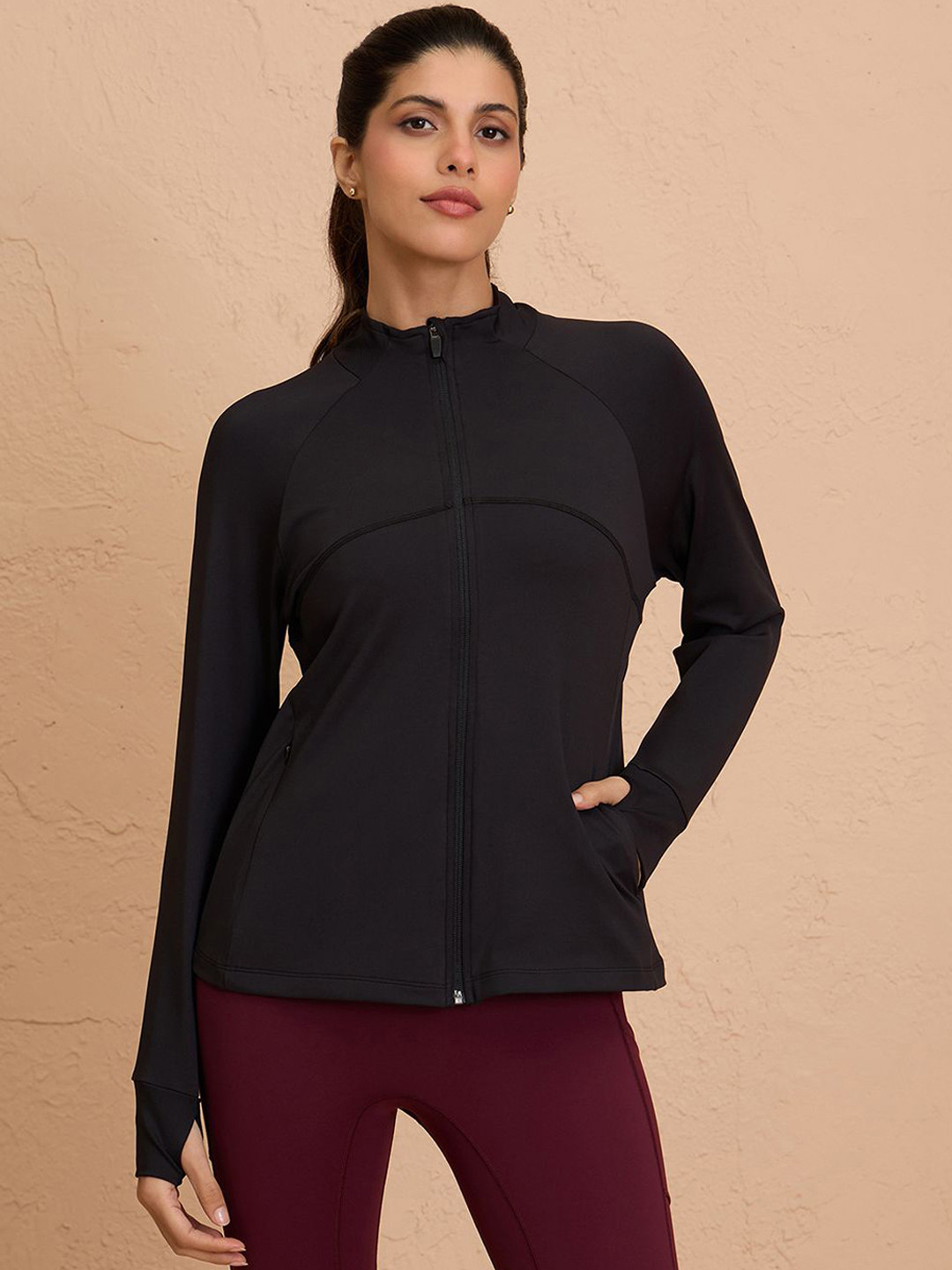 Nykd Women Yoga Embroidered Stand Collar Jacket