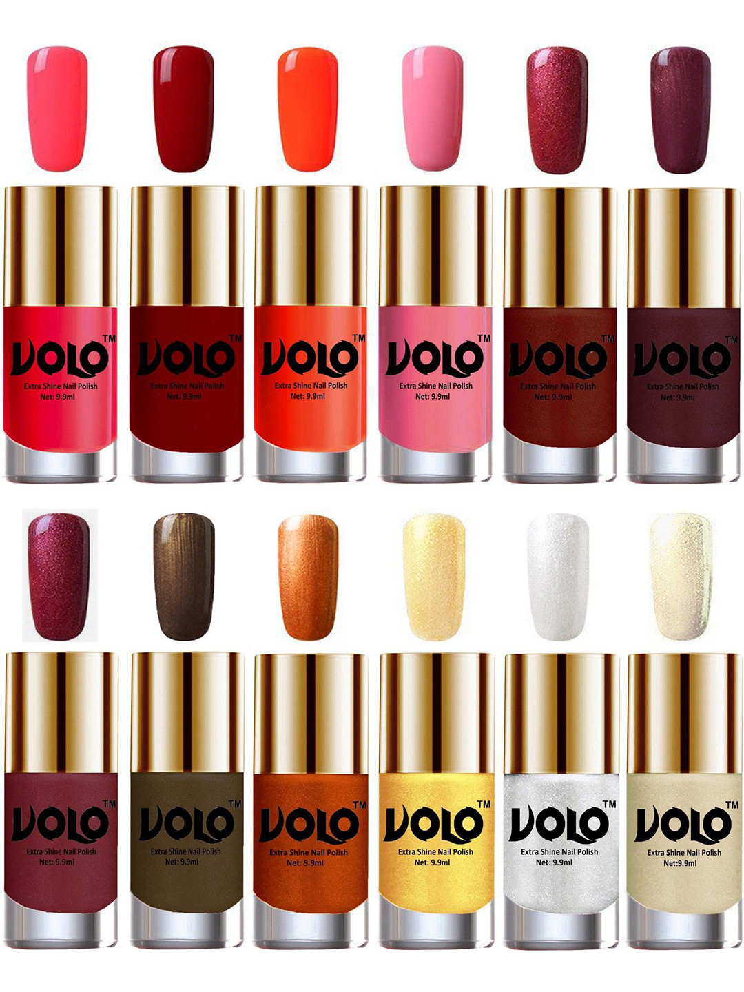VOLO Set Of 12 Luxury Super Shine Nail Polish - 10 ml Each-Combo-No-320