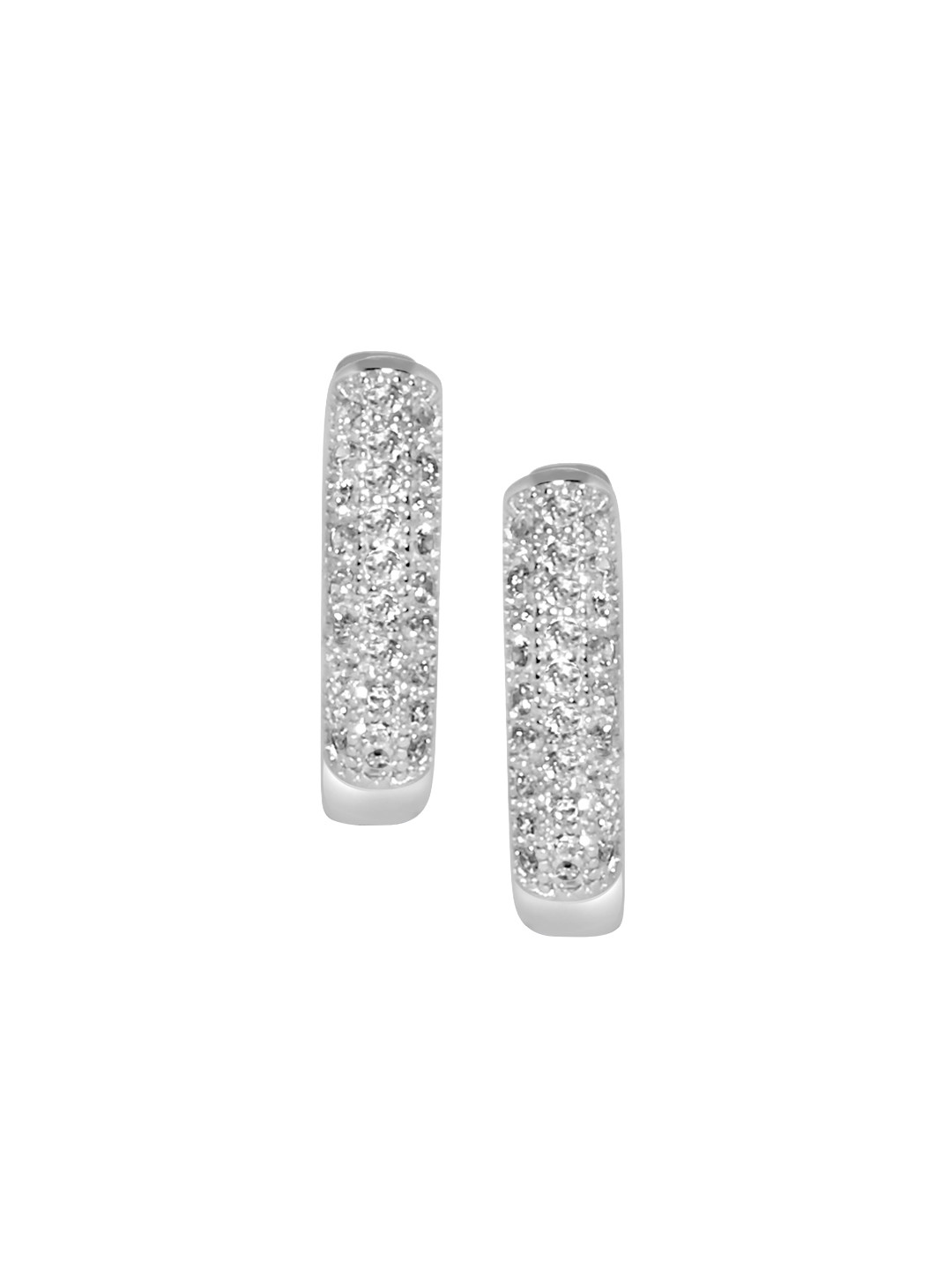 925 SILLER 925 Pure Silver Zircon Studded Hoop Bali Earrings