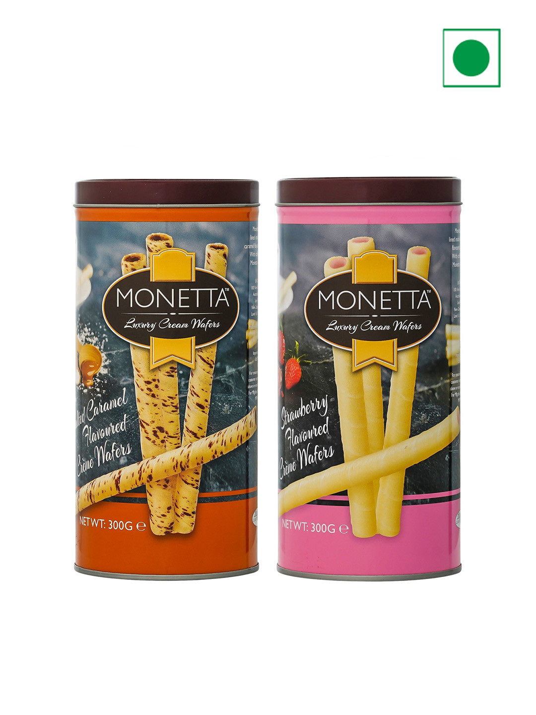 Monetta Set Of 2 Salted Caramel Strawberry Wafer Sticks