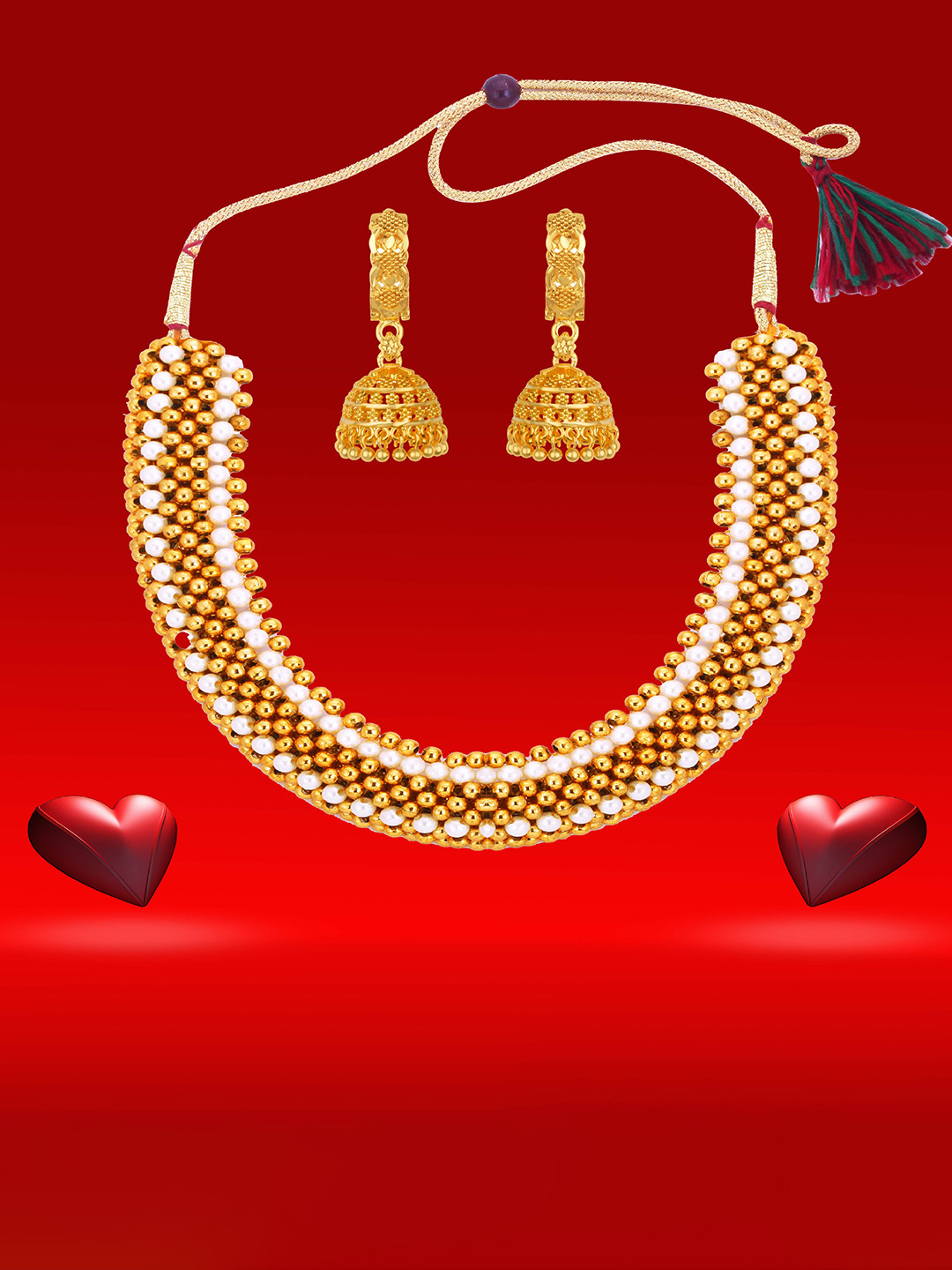 Heer Collection Gold-Plated Matte Finish Jewelry Set