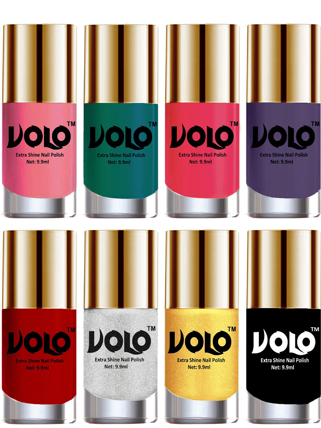 VOLO Set Of 8 Extra Shine Nail Polish-9.9ml Each-Combo-No-34