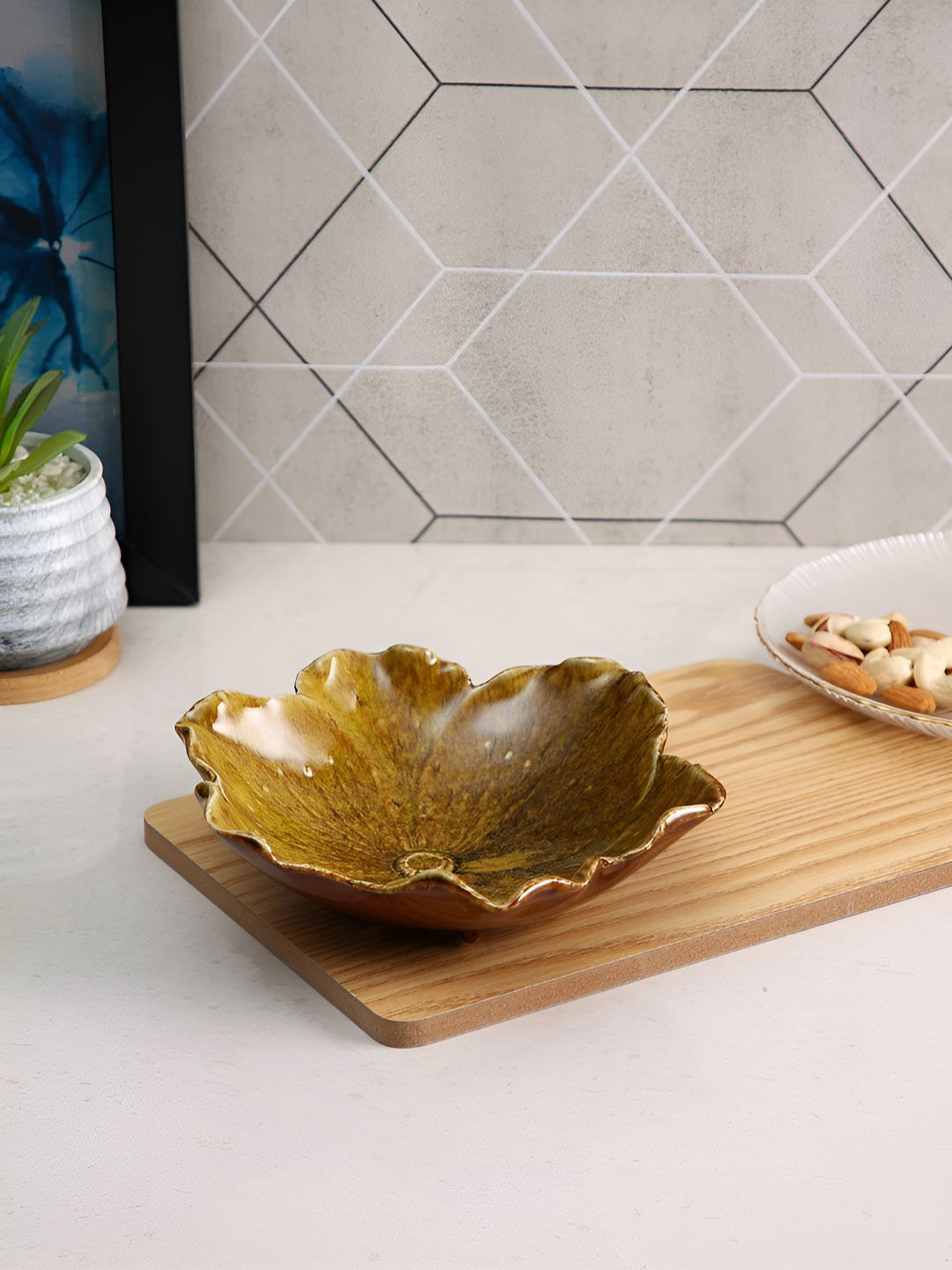 TAYHAA Brown Ceramic Food Platter