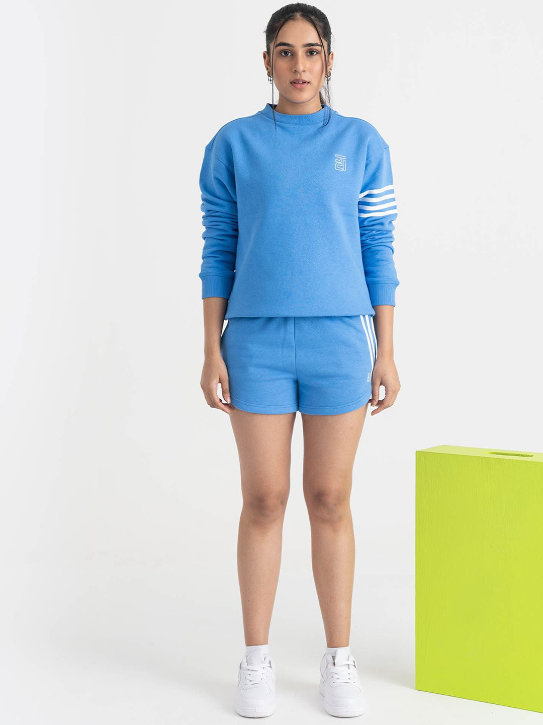 Hunnit Women High Rise Regular Fit Cotton Gym Shorts with Pockets