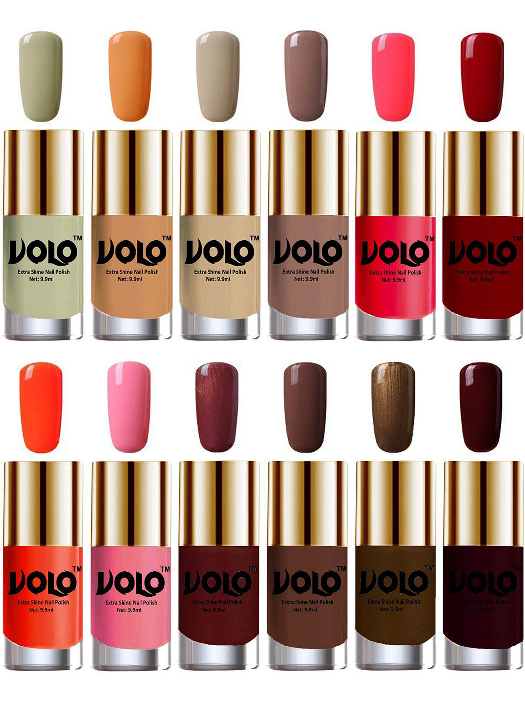 VOLO Set of 12 Luxury Super Shine Vibrant Shades Nail Polish-9ml Each-Combo No-144