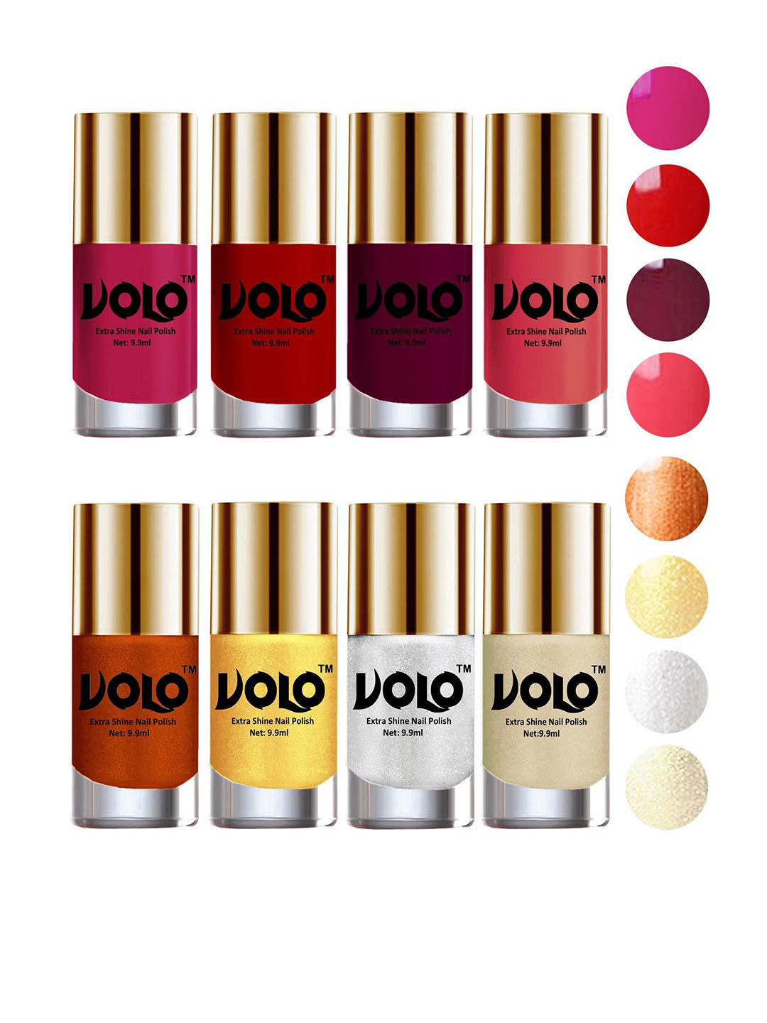 VOLO Set Of 8 High-Shine Professional Nail Polish-9ml Each-Combo No-38